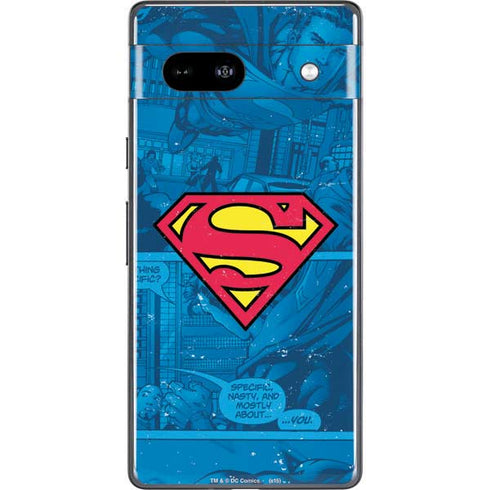 DC Comics Superman Logo Background Pattern Google Pixel 7a Skin